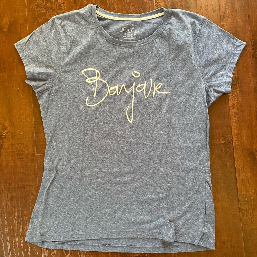 Blue bonjour shirt by Atmosphere The Crew Tee